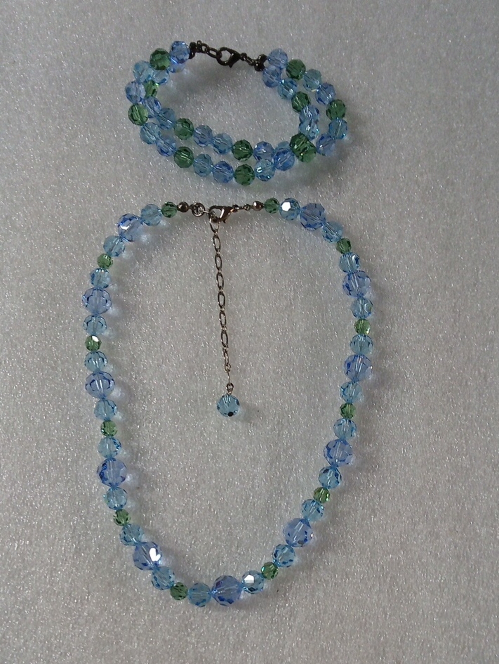 Blue, Green And Lavender Fauceted Bead Set #A522